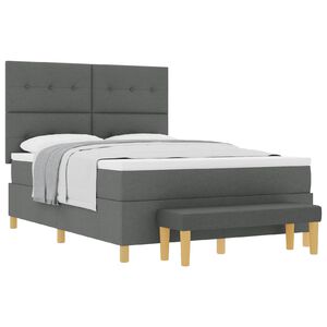 vidaXL Postel s boxspringem s čelo Tmavě &scaron;ed&aacute; 200 x 160 cm textil