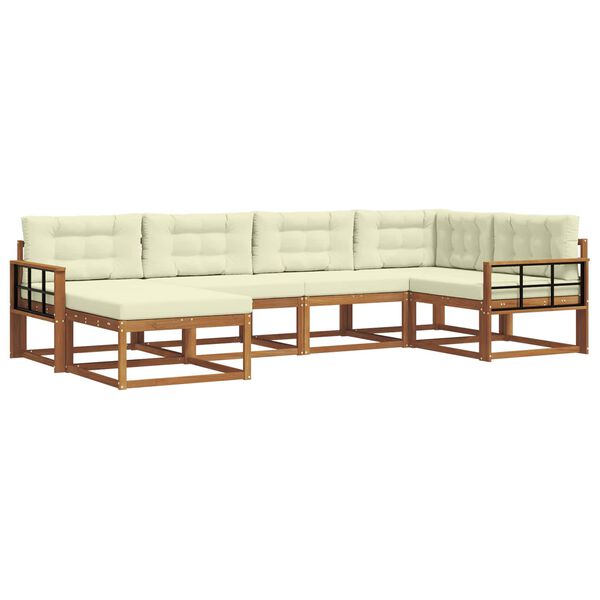 vidaXL Venkovn&iacute; pohovkov&aacute; souprava 6 pcs Přirozen&aacute; a Kr&eacute;mov&aacute;