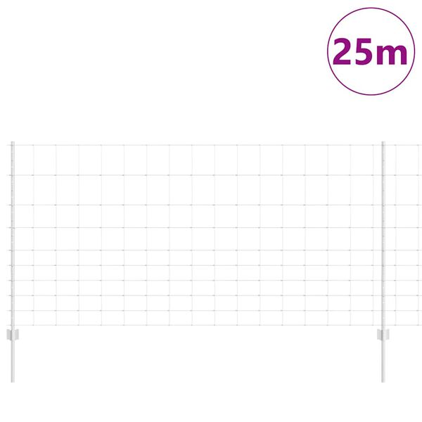 vidaXL Plot s sloupkem Stř&iacute;brn&aacute; 1,2 x 25 m Ocel