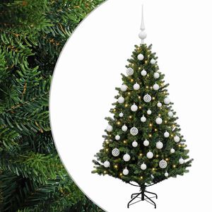 vidaXL Uměl&yacute; v&aacute;nočn&iacute; stromek s baňkami 120 cm 150 LED Tepl&aacute; b&iacute;l&aacute;