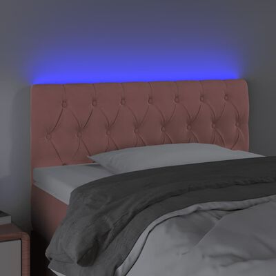 vidaXL Čelo postele s LED růžové 100 x 7 x 78/88 cm samet