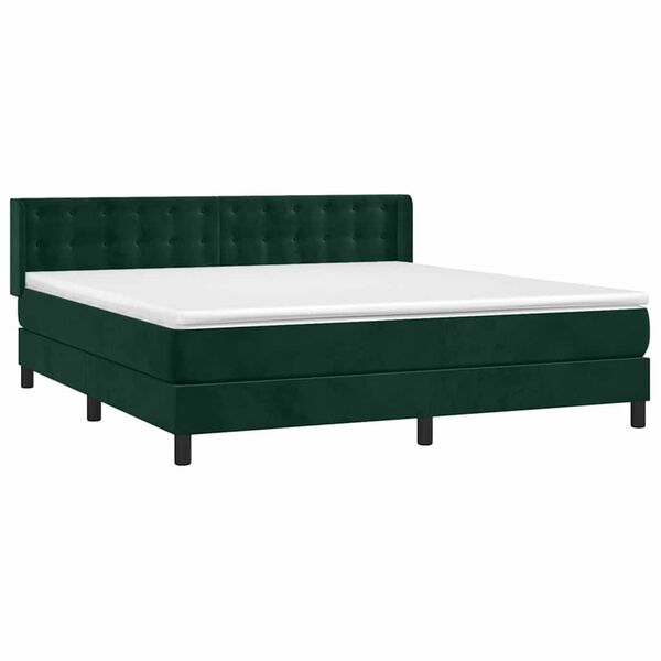 vidaXL Box spring postel s matrac&iacute; tmavě zelen&aacute; 160x200 cm samet
