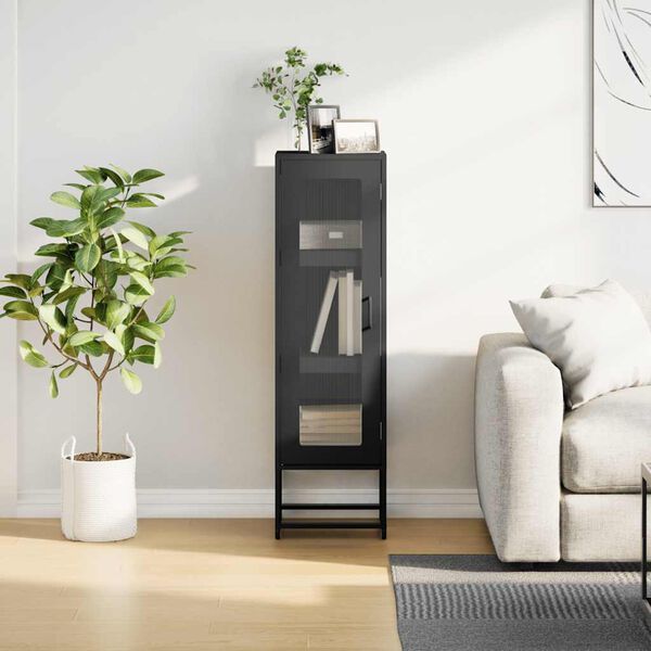 vidaXL Skř&iacute;ň čern&aacute; 36x39x123 cm ocel v&aacute;lcovan&aacute; za studena