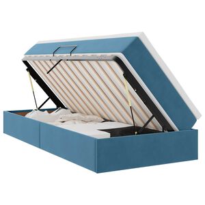 vidaXL Postel s &uacute;ložn&yacute;m prostorem a matrac&iacute; Tmavě modr&aacute; 90 x 190 cm