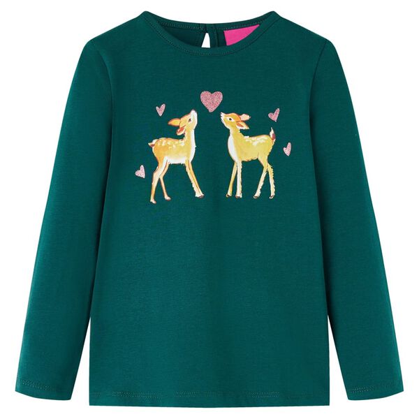 Dětsk&eacute; tričko s dlouh&yacute;m ruk&aacute;vem tmavě zelen&eacute; 104