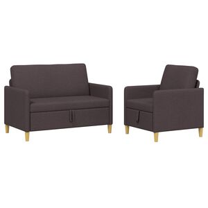 vidaXL Sedačka se storage 2 ks Tmavě hněd&aacute; Polyester