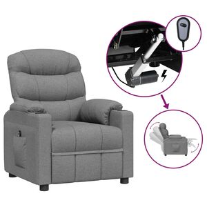 vidaXL Elektrick&eacute; polohovac&iacute; křeslo světle &scaron;ed&eacute; textil