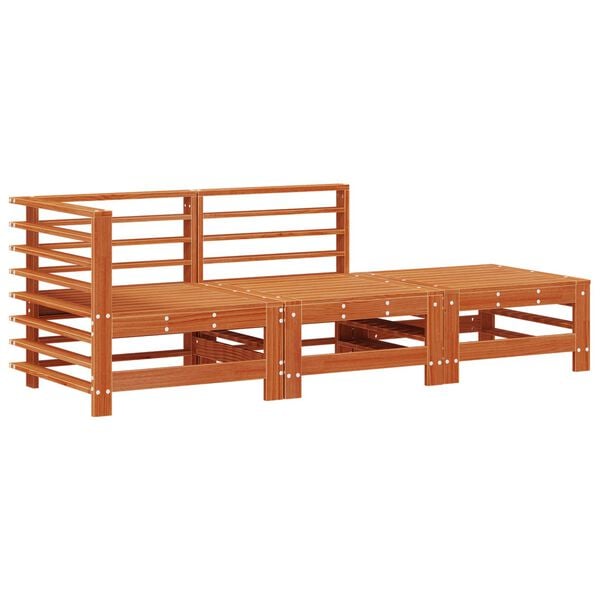 vidaXL Rohov&aacute; pohovka 3 Kus Voskově Hněd&aacute; Masivn&iacute; borovice