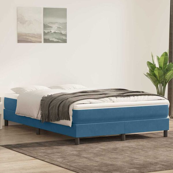 vidaXL Box spring postel s matrac&iacute; tmavě modr&aacute; 160x210 cm samet