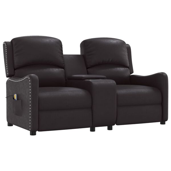 vidaXL 2místné masážní polohovací křeslo s držáky nápojů černé koženka