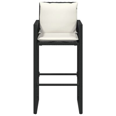 vidaXL Zahradní barové stoličky s poduškami 2 ks černé polyratan