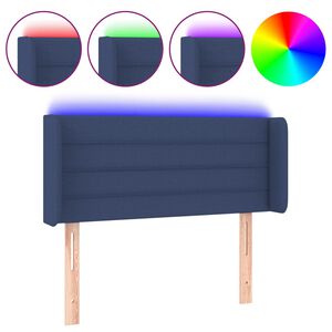 vidaXL Čelo postele s LED modr&eacute; 83 x 16 x 78/88 cm textil