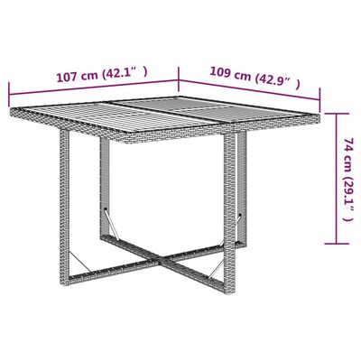 vidaXL Zahradní stůl béžový 109x107x74 cm polyratan a masivní akácie