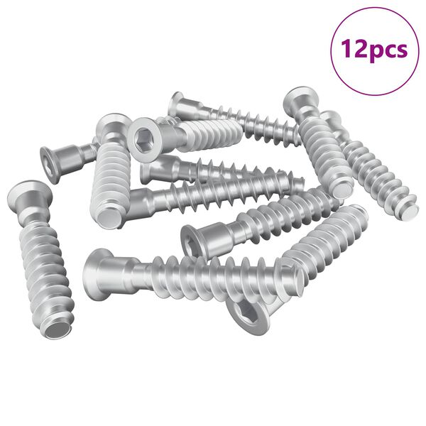 vidaXL &Scaron;roub s hlavou a krytkou 12 pcs Stř&iacute;brn&aacute; M7 x 40 mm Ocel