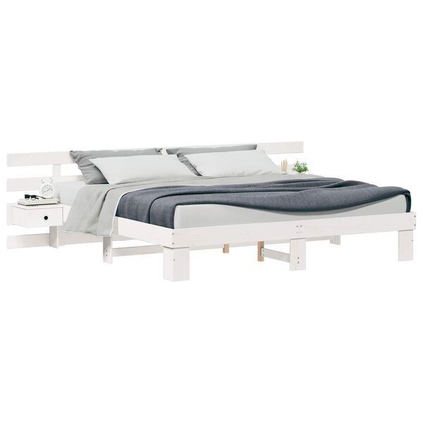 vidaXL R&aacute;m postele s čelo B&iacute;l&aacute; 180 x 200 cm Masivn&iacute; borov&eacute; dřevo