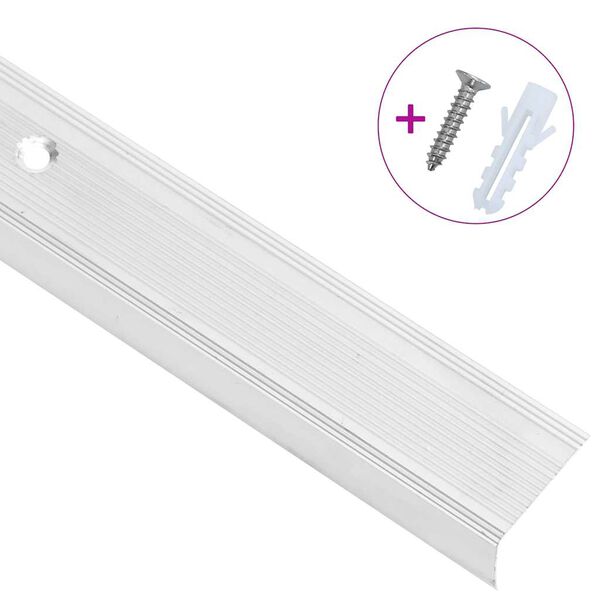 vidaXL Schodov&eacute; hrany ve tvaru L 5 ks hlin&iacute;k 90 cm stř&iacute;brn&eacute;