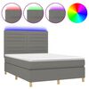 vidaXL Box spring postel s matrac&iacute; a LED tmavě &scaron;ed&aacute; 140x200 cm textil