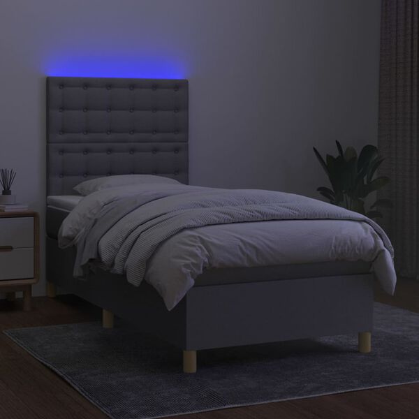 vidaXL Box spring postel s matrac&iacute; a LED světle &scaron;ed&aacute; 80x200 cm textil