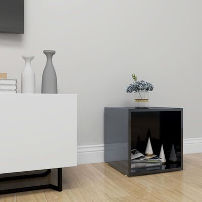 vidaXL TV stolek s vysokým leskem černý 37 x 35 x 37 cm dřevotříska