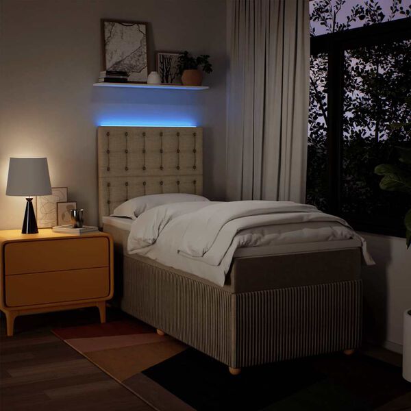 vidaXL Box spring postel s matrac&iacute; kr&eacute;mov&aacute; 90x200 cm textil