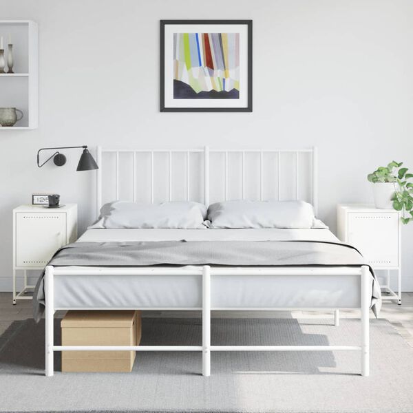 vidaXL Nočn&iacute; stolky 2 ks b&iacute;l&eacute; 36 x 39 x 60,5 cm ocel