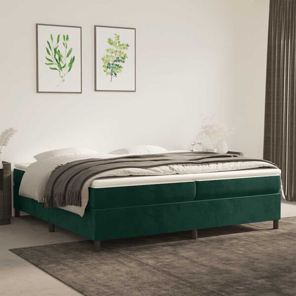 vidaXL Box spring postel s matrac&iacute; tmavě zelen&aacute; 200x200 cm samet
