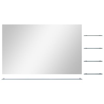 vidaXL Nástěnné zrcadlo s 5 poličkami stříbrné 100 x 60 cm