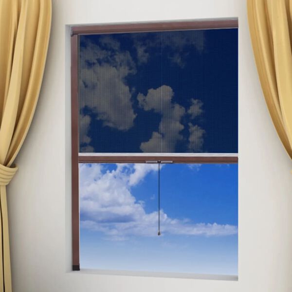 Hněd&aacute; stahovac&iacute; s&iacute;ť proti hmyzu na okna 60 x 150 cm