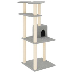 vidaXL &Scaron;krabadlo pro kočky se sisalov&yacute;mi sloupky světle &scaron;ed&eacute; 123 cm