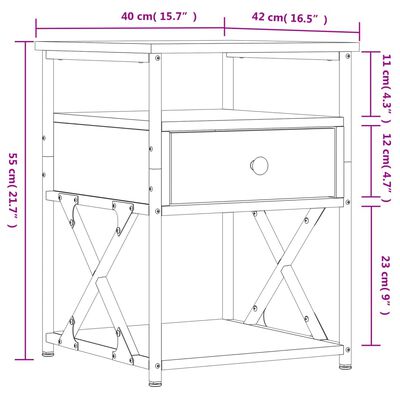 vidaXL Noční stolek šedý sonoma 40 x 42 x 55 cm kompozitní dřevo