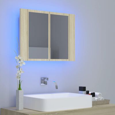 vidaXL LED koupelnové zrcadlo dub sonoma 60 x 12 x 45 cm akrylové