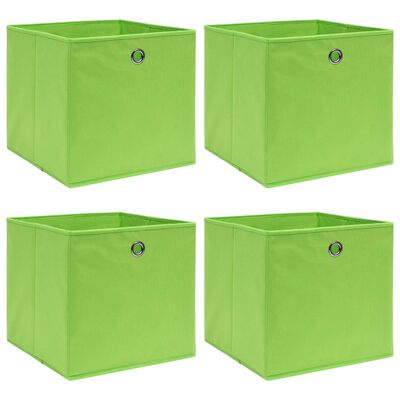 vidaXL Úložné boxy 4 ks zelené 32 x 32 x 32 cm textil