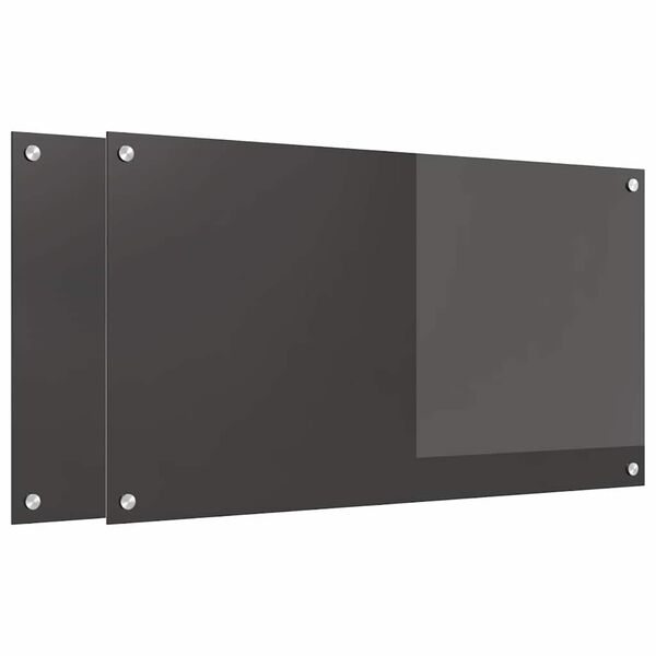 vidaXL Kuchyňsk&aacute; z&aacute;stěna 2 pcs Tmavě &scaron;ed&aacute; 90 x 50 cm tvrzen&eacute; sklo