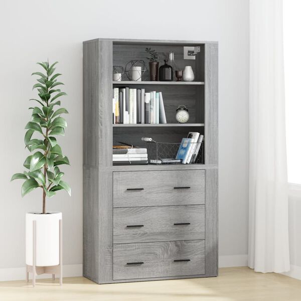 vidaXL Skř&iacute;ň highboard &scaron;ed&aacute; sonoma kompozitn&iacute; dřevo