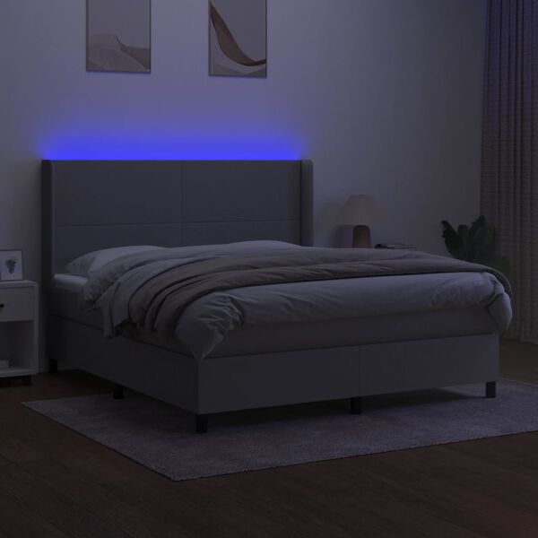 vidaXL Box spring postel s matrac&iacute; a LED světle &scaron;ed&aacute; 160x200 cm textil