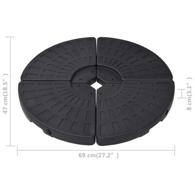 vidaXL Stojan na slunečník ve tvaru vějíře 4 ks černý