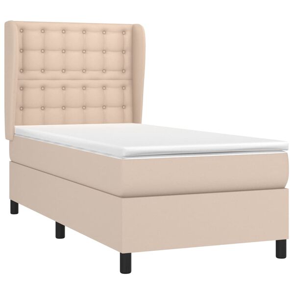 vidaXL Box spring postel s matrac&iacute; cappuccino 100x200 cm uměl&aacute; kůže