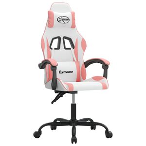 vidaXL Hern&iacute; židle b&iacute;l&aacute; a růžov&aacute; uměl&aacute; kůže