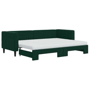 vidaXL V&aacute;lenda s přist&yacute;lkou a matracemi tmavě zelen&aacute; 80 x 200 cm samet
