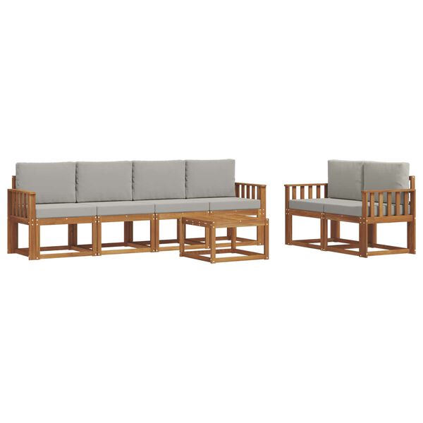 vidaXL Venkovn&iacute; pohovkov&aacute; souprava 7 pcs Př&iacute;rodn&iacute; a světle &scaron;ed&aacute;