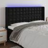 vidaXL Čelo postele s LED čern&eacute; 147 x 16 x 118/128 cm uměl&aacute; kůže