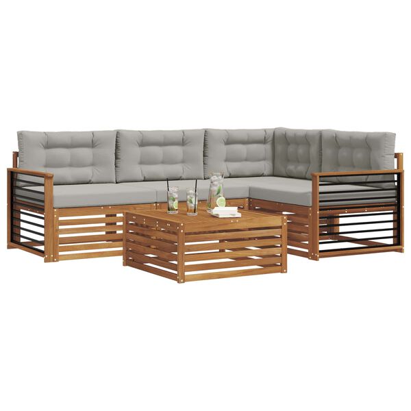 vidaXL Venkovn&iacute; pohovkov&aacute; souprava 5 pcs Př&iacute;rodn&iacute; a světle &scaron;ed&aacute;