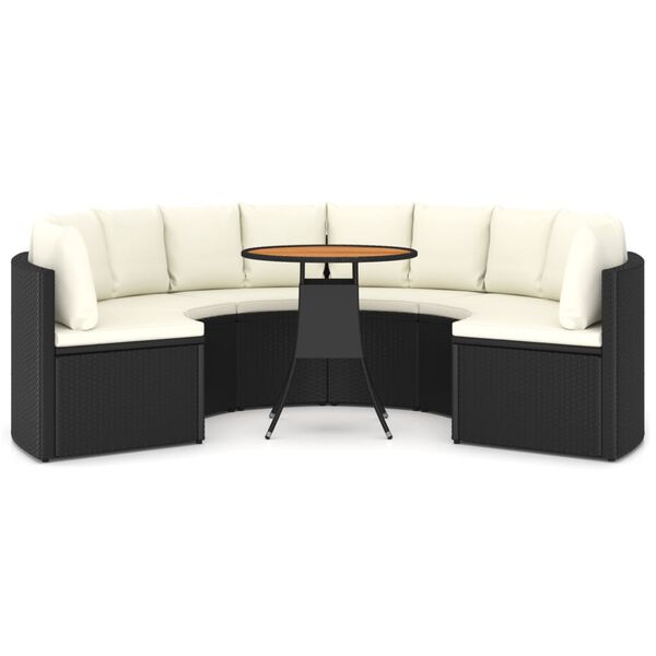 vidaXL 7d&iacute;ln&aacute; zahradn&iacute; sedac&iacute; souprava s podu&scaron;kami polyratan čern&aacute;