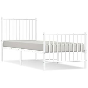 vidaXL Kovov&yacute; r&aacute;m postele s hlavov&yacute;m a nožn&iacute;m čelem b&iacute;l&yacute; 80 x 200 cm