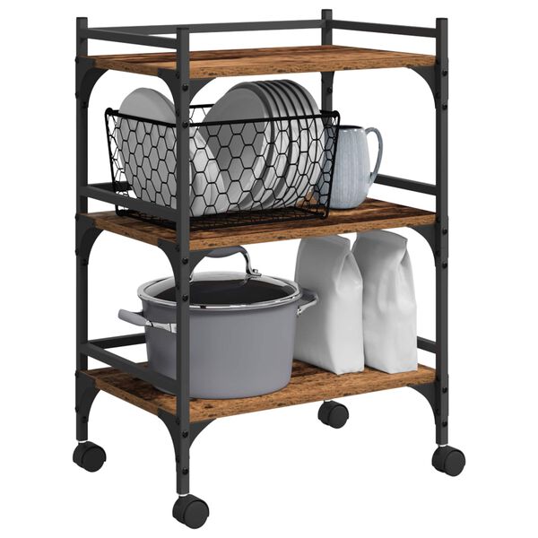 vidaXL Kuchyňsk&yacute; voz&iacute;k Star&eacute; dřevo 50 x 35 x 75.5 cm kompozitn&iacute; dřevo