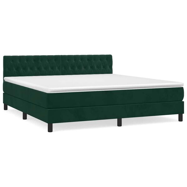 vidaXL Box spring postel s matrac&iacute; tmavě zelen&aacute; 180x200 cm samet