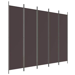 vidaXL 5d&iacute;ln&yacute; parav&aacute;n hněd&yacute; 250x200 cm textil