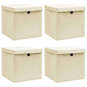 vidaXL &Uacute;ložn&eacute; boxy s v&iacute;ky 4 ks kr&eacute;mov&eacute; 32 x 32 x 32 cm textil