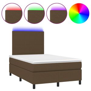 vidaXL Box spring postel s matrac&iacute; a LED tmavě hněd&aacute; 120x200 cm textil