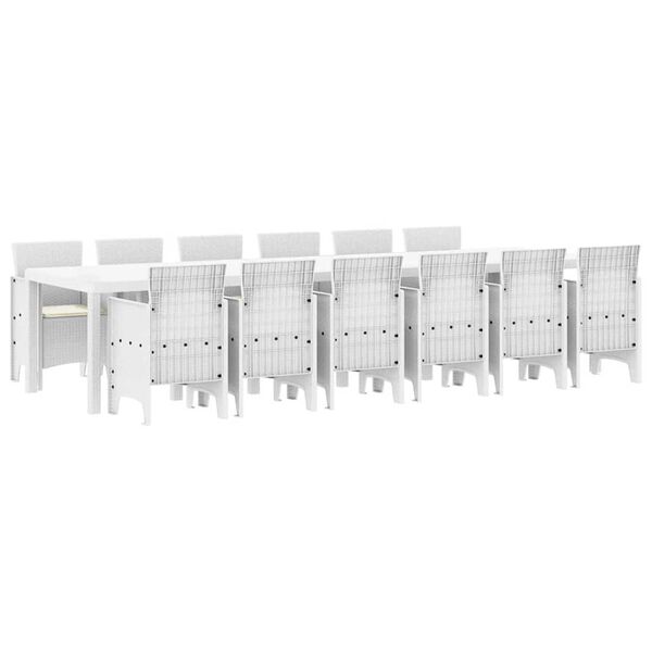 vidaXL Zahradní jídelní souprava 13 pcs Bílá Ratan Polt